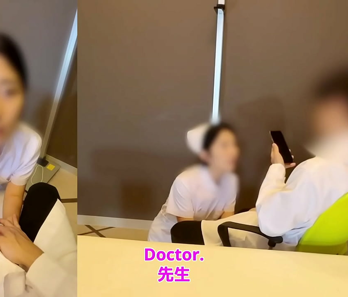 Caught in the Act! JAV Nurse Gets Bent Over by His Boyfriend and a Dominant Doctor!